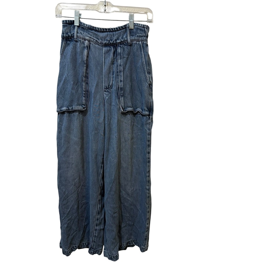 Young Fabulous & Broke  Wide Leg Denim Trousers Medium Wash Blue Utility Jeans S